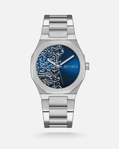 ساعة رجالية زرقاء اللون من  Elvvi & Co